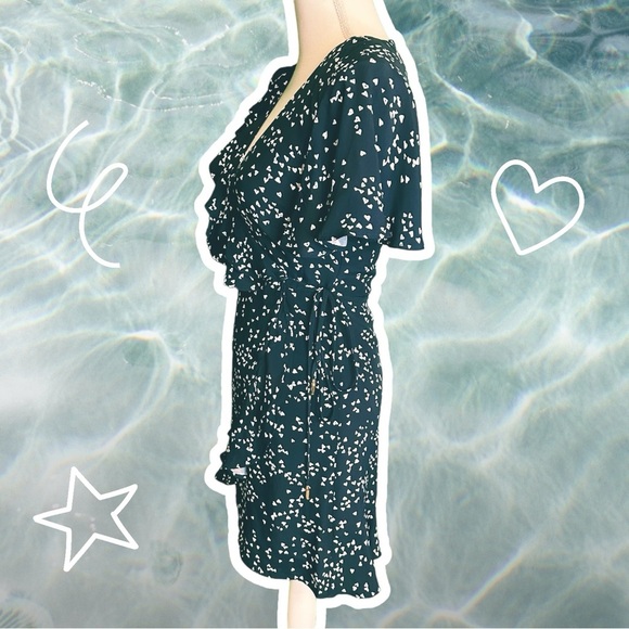 Rebecca Vallance Navy Blue ‘Flores’ Ruffled Printed Crepe Wrap Mini Dress Size 2 - Picture 11 of 15